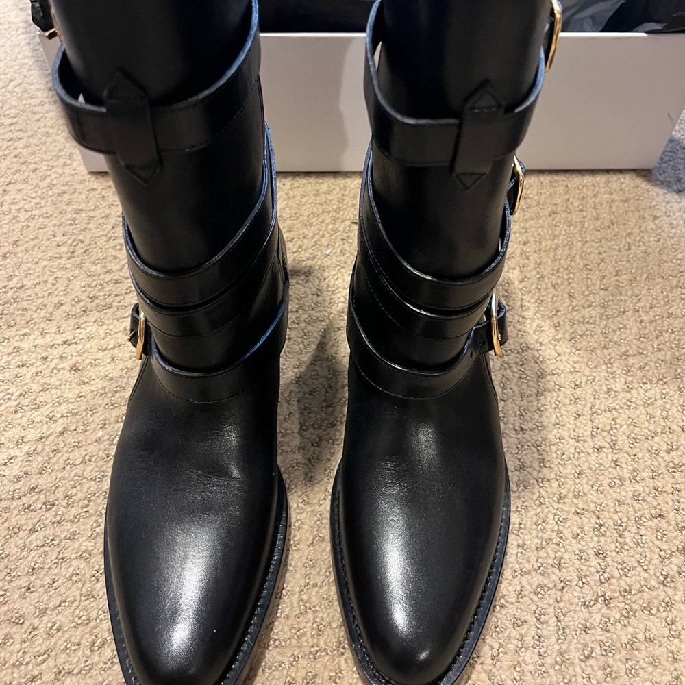 Celine Lyra Calfskin Triple Biker Boot 20 New